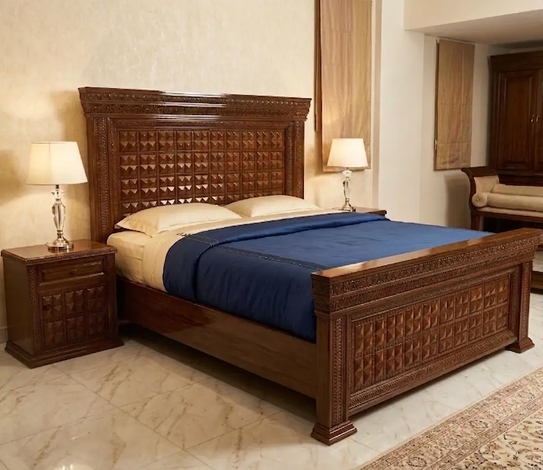 Gemini_Generated_Image_2idzrz2idzrz2idz Modern Luxury Geometric Block Carved Bed Set - Image 1