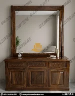 Royal Hand-Carved Dark Sheesham Bed - Image 4