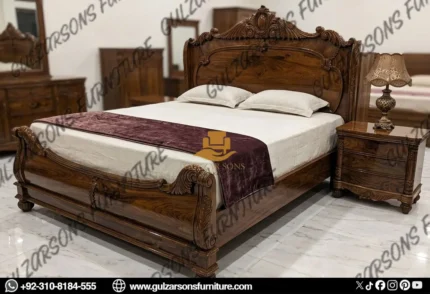 Royal Hand-Carved Luxury Wedding Bed