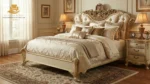 Royal Gold Carved Round Bed Set