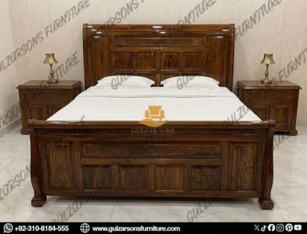 Royal Hand-Carved Dark Sheesham Bed