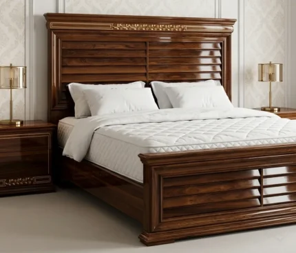 Modern Classic Dark Gloss Panel King Bed
