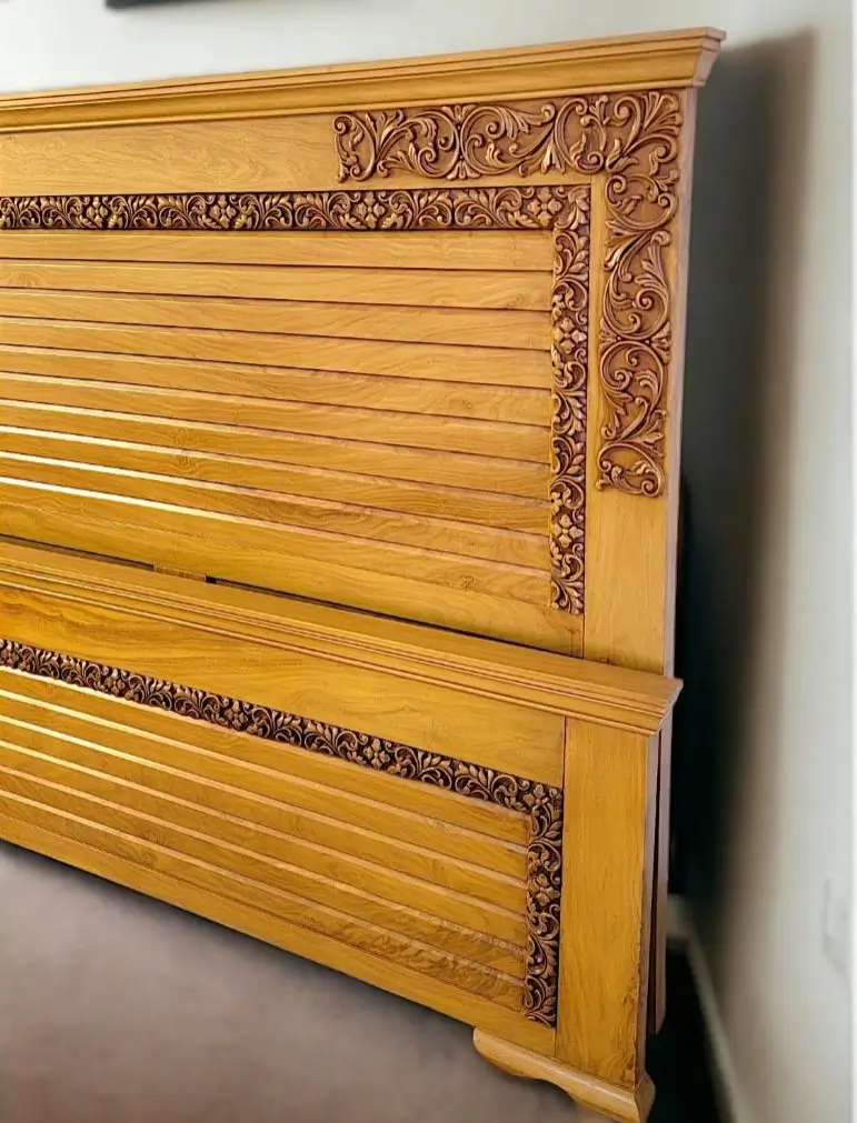 WhatsApp Image 2026-08-30 at 2.19.38 PM (2) (1) Luxury Solid Wood Sleigh Bed with Ribbed Panels - Image 1