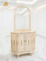 French-Style Rose-Carved White & Gold Console - Image 2
