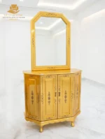 French-Style Rose-Carved White & Gold Console - Image 3