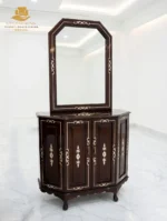 French-Style Rose-Carved White & Gold Console