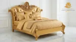 Royal Gold Carved Round Bed Set - Image 3