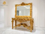 French-Style Rose-Carved White & Gold Console - Image 2