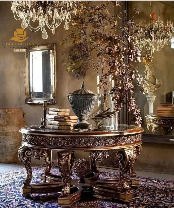 luxury-chinioti-hand-carved-baroque-lobby-table-code-6104 Luxury Lobby Table - Image 1