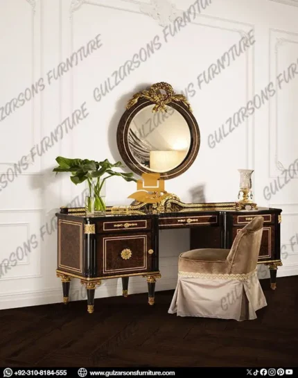 Solid Sheesham Wood Antique-Style Marquetry Chester