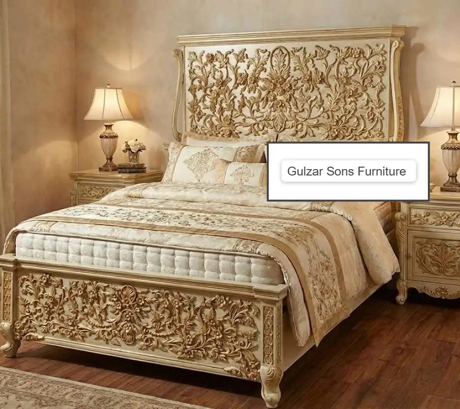 Royal Hand-Carved Luxury Wedding Bed - Image 1