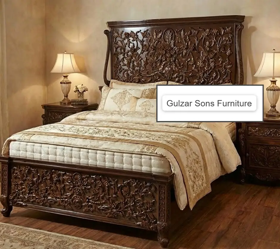 Royal Hand-Carved Luxury Wedding Bed - Image 2